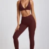 Linnea Petite ribbade modal-leggings med hög midja i färgen Espresso Linnea Petite ribbade modal-leggings med hög midja i färgen Espresso