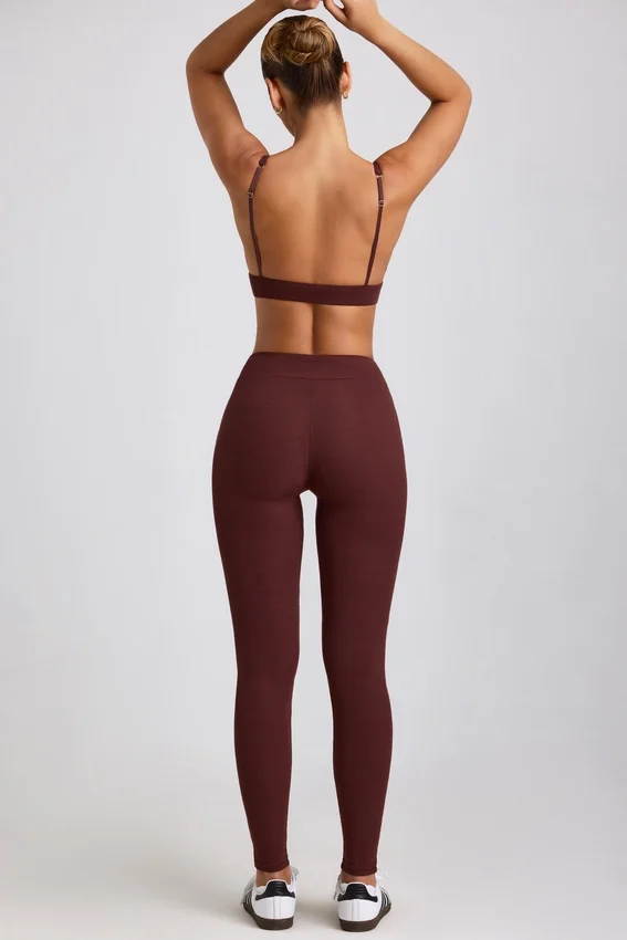 Linnea Petite ribbade modal-leggings med hög midja i färgen Espresso Linnea Petite ribbade modal-leggings med hög midja i färgen Espresso