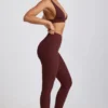 Linnea Petite ribbade modal-leggings med hög midja i färgen Espresso Linnea Petite ribbade modal-leggings med hög midja i färgen Espresso