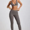 Linnea Petite ribbade modal-leggings med hög midja i grått Linnea Petite ribbade modal-leggings med hög midja i grått