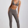 Linnea Petite ribbade modal-leggings med hög midja i grått Linnea Petite ribbade modal-leggings med hög midja i grått