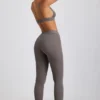 Linnea Petite ribbade modal-leggings med hög midja i grått Linnea Petite ribbade modal-leggings med hög midja i grått