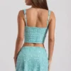 Lirael Embellished Square-Neck Crop Top i aquablått Lirael Embellished Square-Neck Crop Top i aquablått