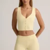 Lisha modal ribbade Shorts med veckad midja i smörgul Lisha modal ribbade Shorts med veckad midja i smörgul