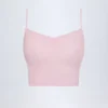 Livia Pointelle Ruched Camisole Crop Top i Baby Pink Livia Pointelle Ruched Camisole Crop Top i Baby Pink