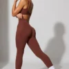 Långa leggings med fickor i brunt Långa leggings med fickor i brunt
