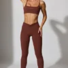 Långa leggings med fickor i brunt Långa leggings med fickor i brunt