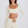 Långärmad crop top i kräm Långärmad crop top i kräm