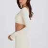 Långärmad crop top i kräm Långärmad crop top i kräm