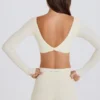 Långärmad crop top i kräm Långärmad crop top i kräm
