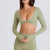 Långärmad kort topp i matcha Långärmad kort topp i matcha