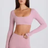 Långärmad kort topp i mauve Långärmad kort topp i mauve