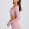Långärmad kort topp i mauve Långärmad kort topp i mauve