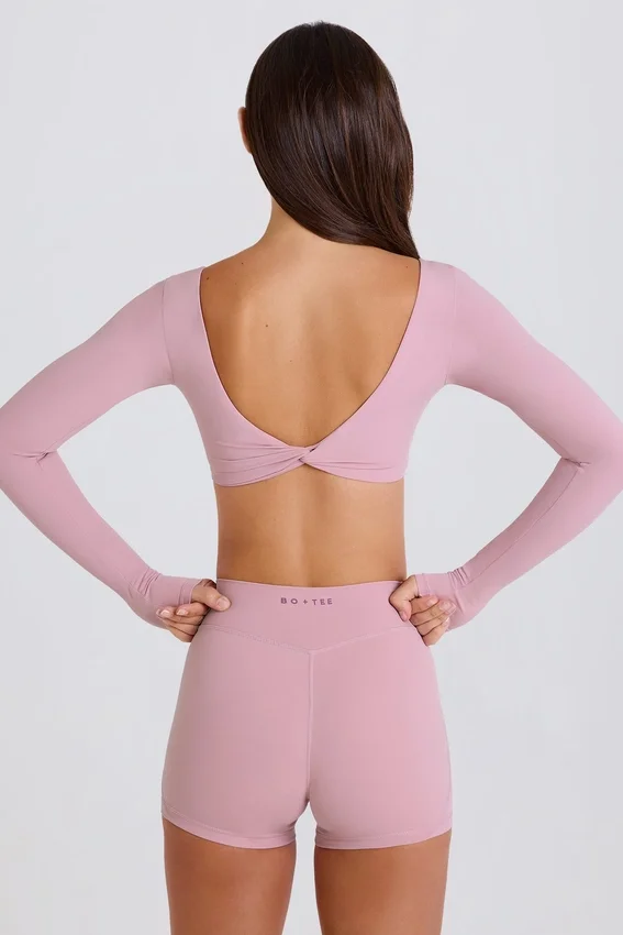 Långärmad kort topp i mauve Långärmad kort topp i mauve