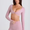 Långärmad kort topp i mauve Långärmad kort topp i mauve