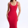 Lois Modal Plunge Open-Back Midaxi-klänning i körsbärsrött Lois Modal Plunge Open-Back Midaxi-klänning i körsbärsrött