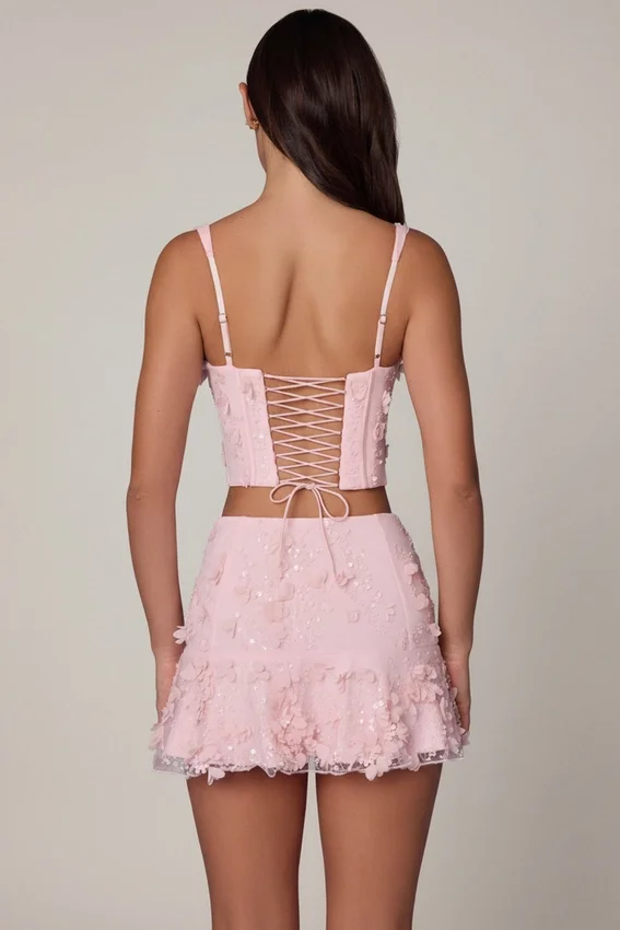 Lorelei Embellished Mid-Rise A-Line Mini Kjolar i Soft Pink Lorelei Embellished Mid-Rise A-Line Mini Kjolar i Soft Pink