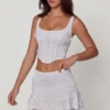 Lorelei Embellished Mid-Rise A-Line Mini Kjolar i vitt Lorelei Embellished Mid-Rise A-Line Mini Kjolar i vitt