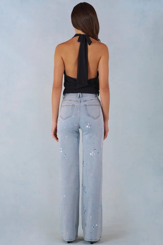 Lorielle midjehöga jeans med raka ben i ljus denim Lorielle midjehöga jeans med raka ben i ljus denim