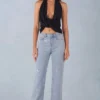 Lorielle midjehöga jeans med raka ben i ljus denim Lorielle midjehöga jeans med raka ben i ljus denim