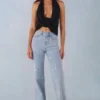 Lorielle midjehöga jeans med raka ben i ljus denim Lorielle midjehöga jeans med raka ben i ljus denim