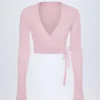 Lou Pointelle Wrap Crop Top i babyrosa Lou Pointelle Wrap Crop Top i babyrosa