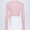 Lou Pointelle Wrap Crop Top i babyrosa Lou Pointelle Wrap Crop Top i babyrosa