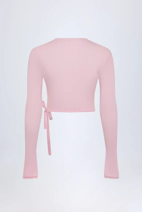 Lou Pointelle Wrap Crop Top i babyrosa Lou Pointelle Wrap Crop Top i babyrosa