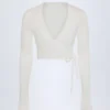 Lou Pointelle Wrap Crop Top i vitt Lou Pointelle Wrap Crop Top i vitt
