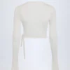 Lou Pointelle Wrap Crop Top i vitt Lou Pointelle Wrap Crop Top i vitt