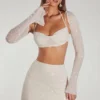 Lucerne Embellished Long Sleeve Crop Top i Ivory Lucerne Embellished Long Sleeve Crop Top i Ivory