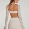 Lucerne Embellished Long Sleeve Crop Top i Ivory Lucerne Embellished Long Sleeve Crop Top i Ivory