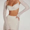 Lucerne Embellished Long Sleeve Crop Top i Ivory Lucerne Embellished Long Sleeve Crop Top i Ivory
