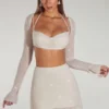 Lucerne Embellished Long Sleeve Crop Top i Ivory Lucerne Embellished Long Sleeve Crop Top i Ivory