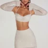 Lucerne Embellished Long Sleeve Crop Top i Ivory Lucerne Embellished Long Sleeve Crop Top i Ivory
