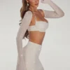 Lucerne Embellished Long Sleeve Crop Top i Ivory Lucerne Embellished Long Sleeve Crop Top i Ivory