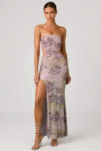 Lucienne Embellished Cut-Out Fishtail Maxiklänning i lila