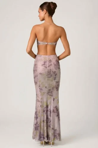Lucienne Embellished Cut-Out Fishtail Maxiklänning i lila