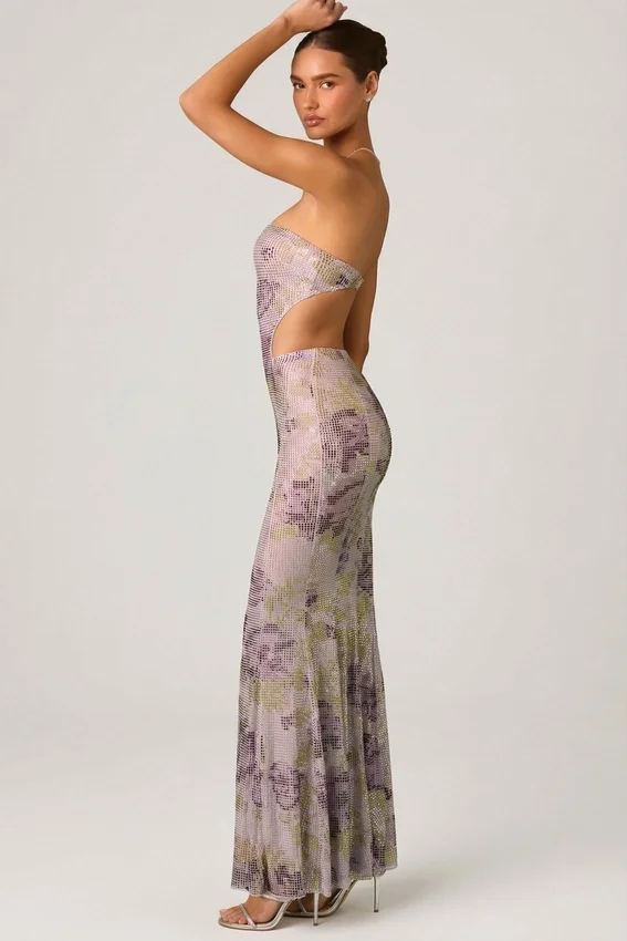 Lucienne Embellished Cut-Out Fishtail Maxiklänning i lila Lucienne Embellished Cut-Out Fishtail Maxiklänning i lila