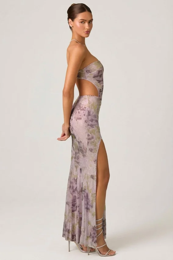 Lucienne Embellished Cut-Out Fishtail Maxiklänning i lila Lucienne Embellished Cut-Out Fishtail Maxiklänning i lila