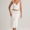Luella Modal Ruched Mid-Rise Midaxi-kjol i vitt Luella Modal Ruched Mid-Rise Midaxi-kjol i vitt