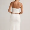 Luella Modal Ruched Mid-Rise Midaxi-kjol i vitt Luella Modal Ruched Mid-Rise Midaxi-kjol i vitt