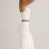 Luella Modal Ruched Mid-Rise Midaxi-kjol i vitt Luella Modal Ruched Mid-Rise Midaxi-kjol i vitt