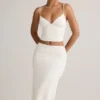 Luella Modal Ruched Mid-Rise Midaxi-kjol i vitt Luella Modal Ruched Mid-Rise Midaxi-kjol i vitt