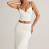 Luella Modal Ruched Mid-Rise Midaxi-kjol i vitt Luella Modal Ruched Mid-Rise Midaxi-kjol i vitt