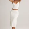 Luella Modal Ruched Mid-Rise Midaxi-kjol i vitt Luella Modal Ruched Mid-Rise Midaxi-kjol i vitt