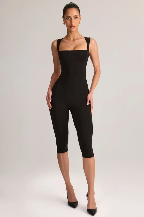 Luma Modal Bodycon-jumpsuit med fyrkantig halsringning i svart Luma Modal Bodycon-jumpsuit med fyrkantig halsringning i svart