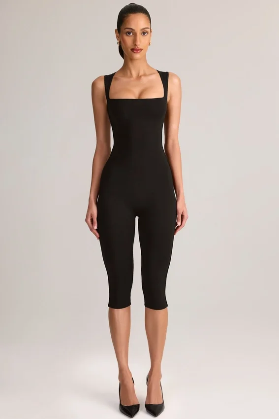 Luma Modal Bodycon-jumpsuit med fyrkantig halsringning i svart Luma Modal Bodycon-jumpsuit med fyrkantig halsringning i svart