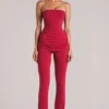 Lumi Mid-Rise Fitted Trousers i Cherry Red Lumi Mid-Rise Fitted Trousers i Cherry Red