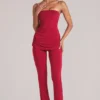 Lumi Mid-Rise Fitted Trousers i Cherry Red Lumi Mid-Rise Fitted Trousers i Cherry Red